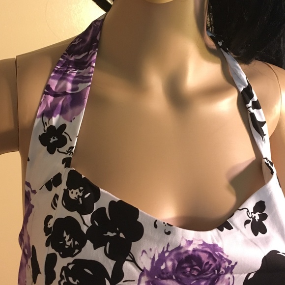 iHot Wht, Blk & Purple Halter dress w/side zip XXL - Picture 7 of 7